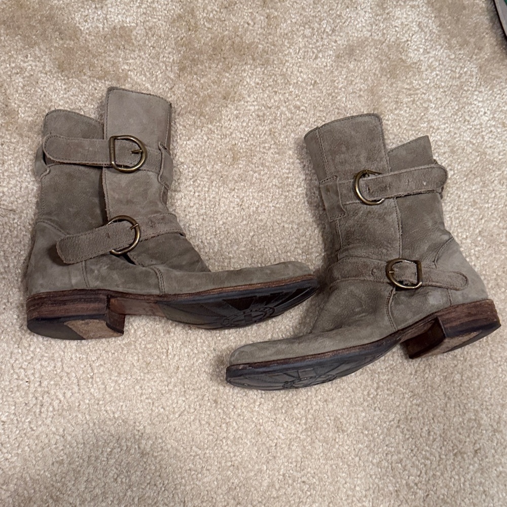 Fiorentini + Baker Taupe Buckle mid calf  Boots